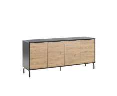 Credenza nero / legno 4 porte ARKLEY