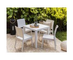 Set da giardino a 4 posti in rattan bianco FOSSANO