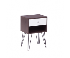 Comodino con un cassetto legno scuro/bianco ARVIN
