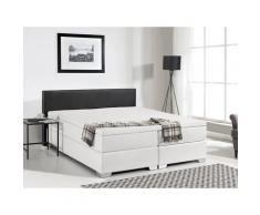 Letto boxspring in pelle bianco/nero 160 x 200 cm PRESIDENT