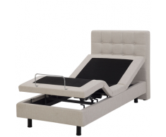 Letto singolo in tessuto beige DUKE