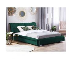 Letto ad acqua 160x200cm in velluto verde scuro NANTES