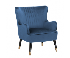 Sedia Wingback in velluto blu VARBERG