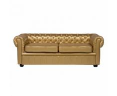 Divano 3 posti in pelle sintetica color oro CHESTERFIELD