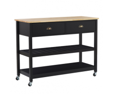 Carrello da cucina nero / legno chiaro NAVARINO