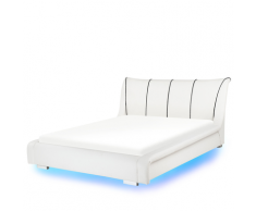 Letto ad acqua in pelle bianca con LED 140 x 200 cm NANTES