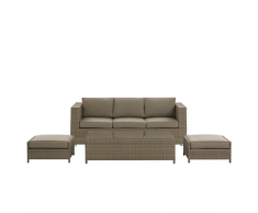 Set da giardino in rattan sintetico marrone a 3 posti BELLUNO