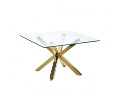 Tavolino da Caffè Basso in Vetro e Oro 70 x 70 cm STARLIGHT