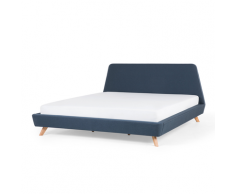 Letto matrimoniale moderno in tessuto blu 180x200cm VIENNE