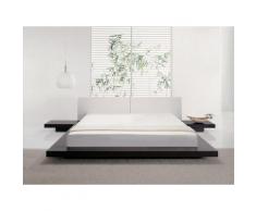 Letto ad acqua matrimoniale in legno wenge e pelle bianca 180x200 cm ZEN