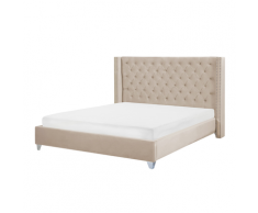 Letto imbottito con rete a doghe beige 180 x 200 cm LUBBON
