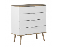 Cassettiera colore bianco / legno chiaro a 4 cassetti WALPI