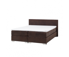 Letto boxspring in pelle marrone 180 x 200 cm PRESIDENT