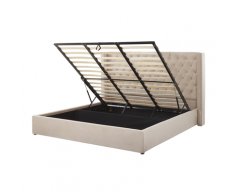 Letto imbottito in velluto beige con contenitore 180 x 200 cm LUBBON