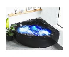 Vasca da bagno angolare nera con idromassaggio e luci LED 150 cm SENADO
