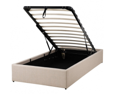 Letto in tessuto beige con contenitore 90 x 200 cm DINAN