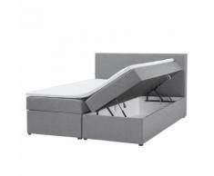 Letto boxspring con contenitore in tessuto grigio 160 x 200 cm SENATOR