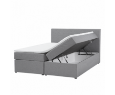 Letto boxspring con contenitore in tessuto grigio 160 x 200 cm SENATOR