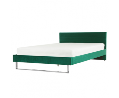 Letto imbottito velluto verde rete a doghe 180 x 200 cm BELLOU