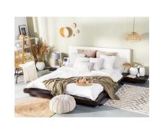 Letto matrimoniale in legno color wenge e pelle bianca 180x200cm ZEN