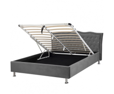 Letto contenitore in velluto grigio scuro 140x200 METZ