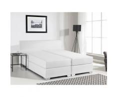 Letto boxspring in pelle bianca 140 x 200 cm PRESIDENT