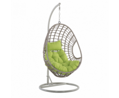 Poltrona sospesa in rattan beige talpa con piedistallo ARPINO