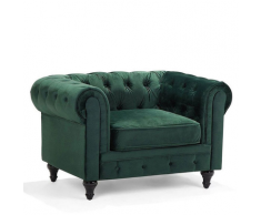 Poltrona vintage in tessuto verde CHESTERFIELD