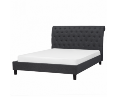 Letto matrimoniale moderno in tessuto grigio 160x200cm REIMS