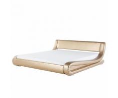 Letto matrimoniale imbottito in pelle oro 160x200cm - AVIGNON