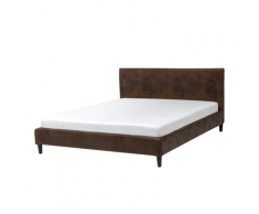 Letto sfoderabile in camoscio marrone 160 x 200 cm FITOU