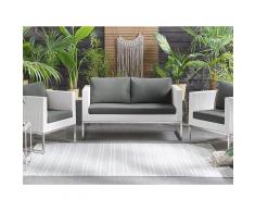 Set lounge da giardino a 3 pezzi bianco e grigio CREMA
