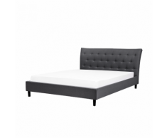 Letto matrimoniale in tessuto grigio scuro 140 x 200 cm SAVERNE