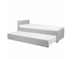 Letto singolo con letto estraibile in tessuto grigio chiaro 80x200 cm MARMANDE