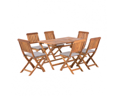 Set da giardino tavolo 6 sedie in legno di acacia CENTO