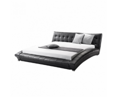 Letto matrimoniale in pelle nera 160 x 200 cm LILLE