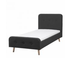 Letto singolo in tessuto grigio 90x200cm - RENNES