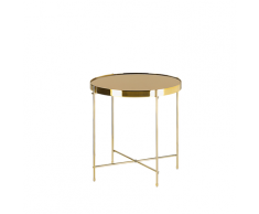 Tavolino laterale in vetro marrone e dorato 40cm diametro LUCEA
