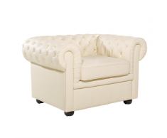 Poltrona vintage in pelle beige CHESTERFIELD