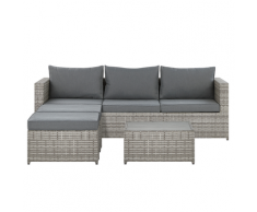 Set da giardino a 5 posti in rattan grigio SABBIA