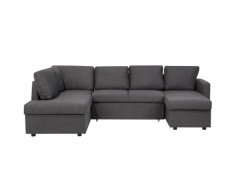 Divano letto angolare contenitore in tessuto grigio scuro KARRABO