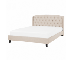 Letto in tessuto beige 160 x 200 cm BORDEAUX
