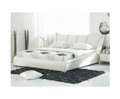 Letto matrimoniale moderno in pelle bianca 180x200cm NANTES