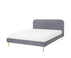 Letto in velluto grigio 140 x 200 cm FLAYAT