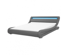 Letto matrimoniale ad acqua 180x200 pelle sintetica grigia con LED AVIGNON