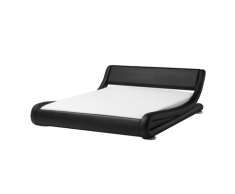 Letto ad acqua in pelle sintetica nera 180x200cm AVIGNON