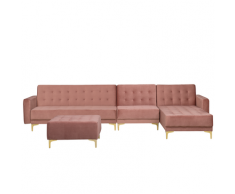 Divano letto angolare ottomana velluto rosa sinistro ABERDEEN