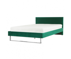 Letto imbottito velluto verde rete a doghe 160 x 200 cm BELLOU