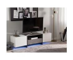 Mobile TV in color bianco ed effetto cemento con LED RUSSEL