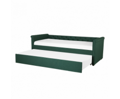 Letto da giorno in tessuto verde scuro 90x200cm LIBOURNE